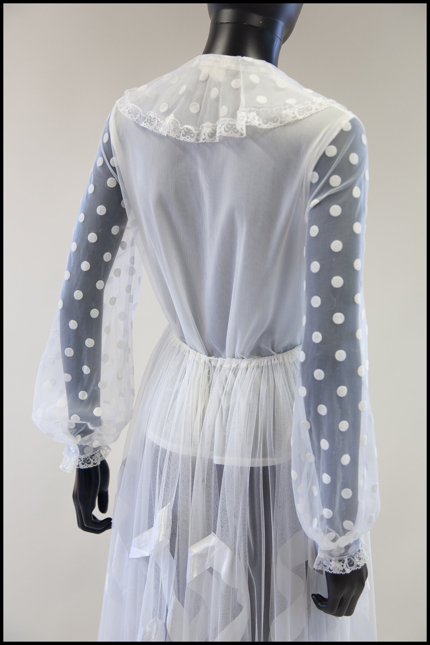 Vintage 1970s Ivory Polkadot Blouse