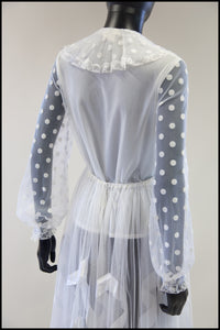 Vintage 1970s Ivory Polkadot Blouse