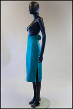Vintage 1980s Turquoise Leather Pencil Skirt