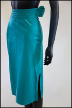 vintage 1980s turquoise blue leather pencil skirt alexandra king