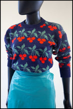 vintage knitwear 1980s wool cherry pattern sweater alexandra king 