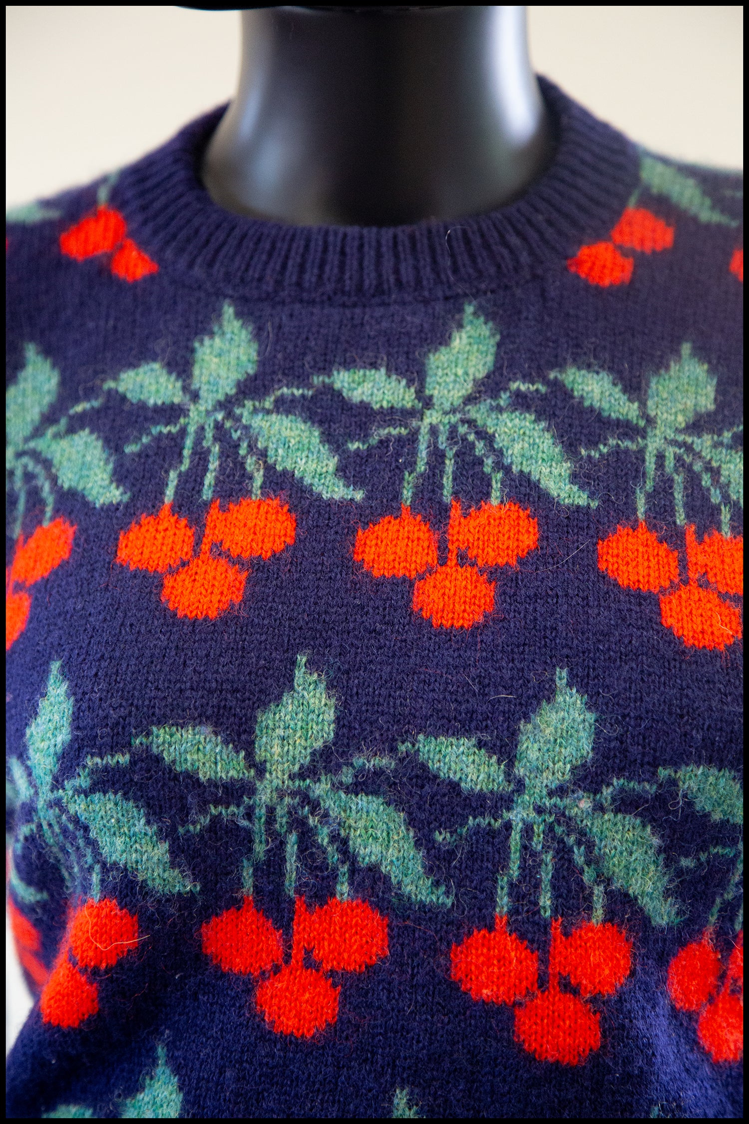 Vintage 1980s Wool Cherry Sweater