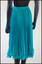 Vintage 1980s Turquoise Pleated Georgette Skirt