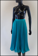 vintage 1980s turquoise pleated midi skirt alexandra king 