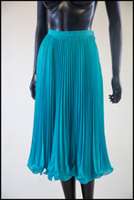 vintage 1980s turquoise pleated midi skirt alexandra king 