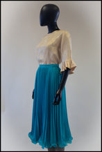 vintage 1980s turquoise pleated midi skirt alexandra king 