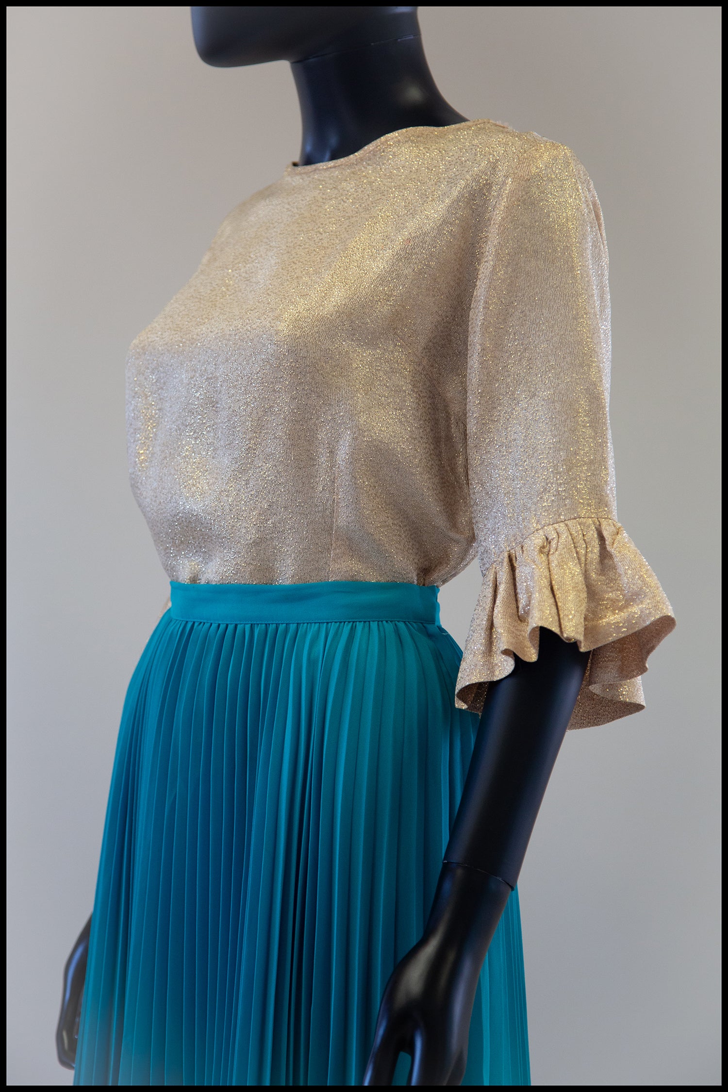 Vintage 1960s Gold Metallic Bell Sleeve Blouse