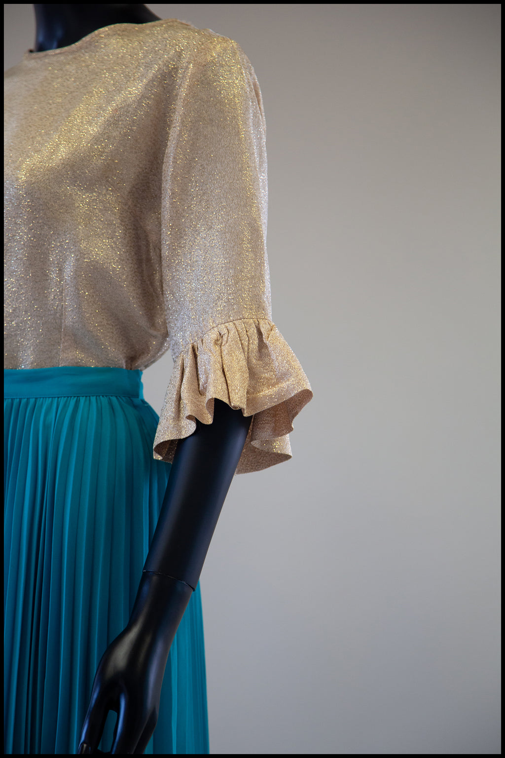 Vintage 1960s Gold Metallic Bell Sleeve Blouse