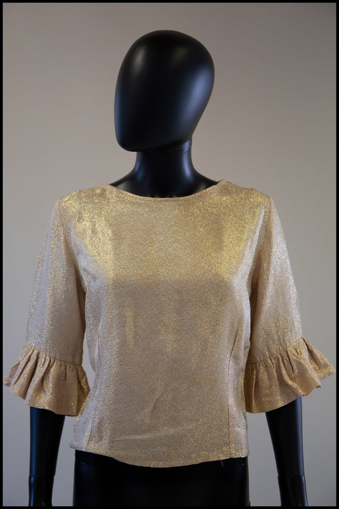 vintage 1960s gold metallic blouse top alexandra king 
