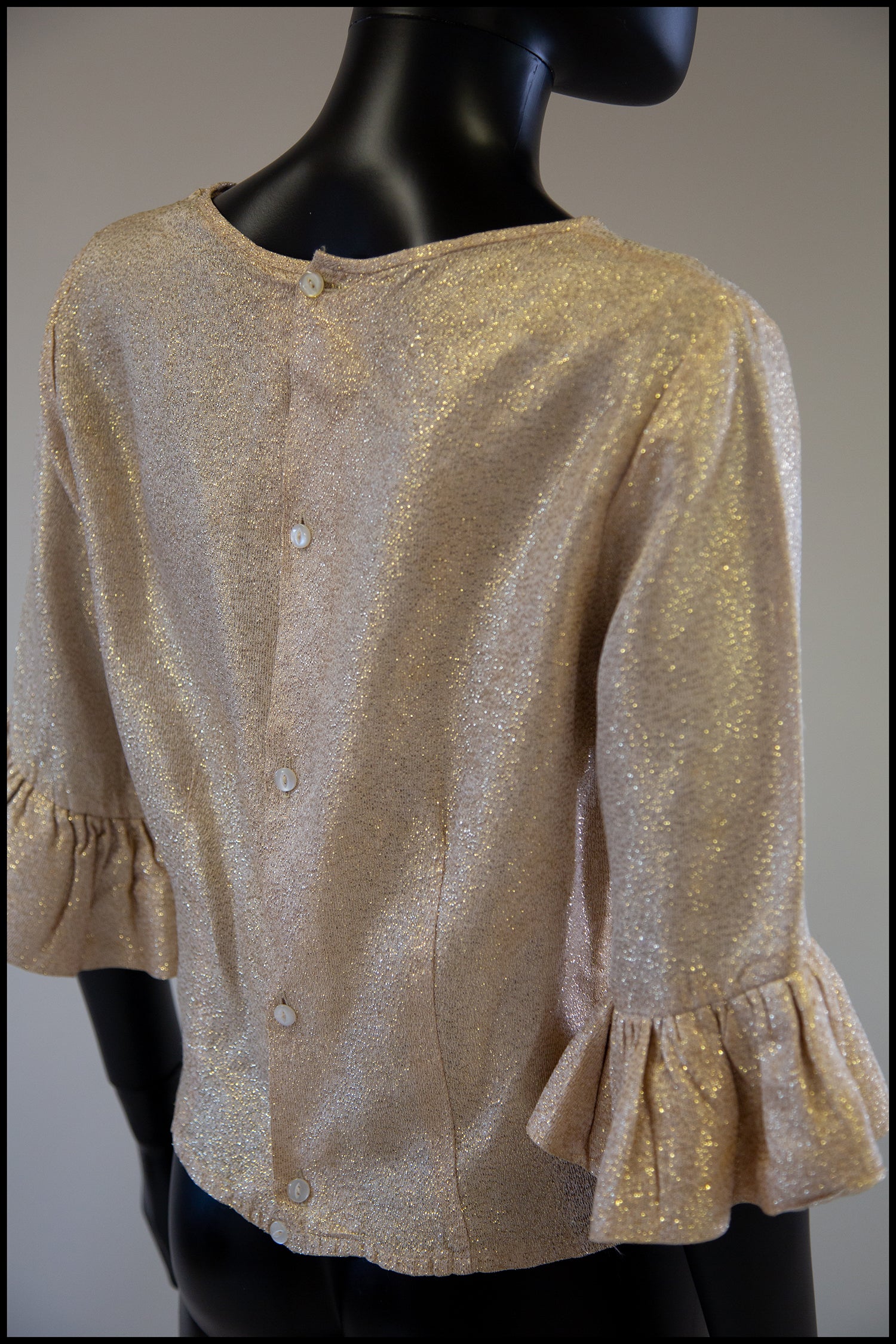Vintage 1960s Gold Metallic Bell Sleeve Blouse
