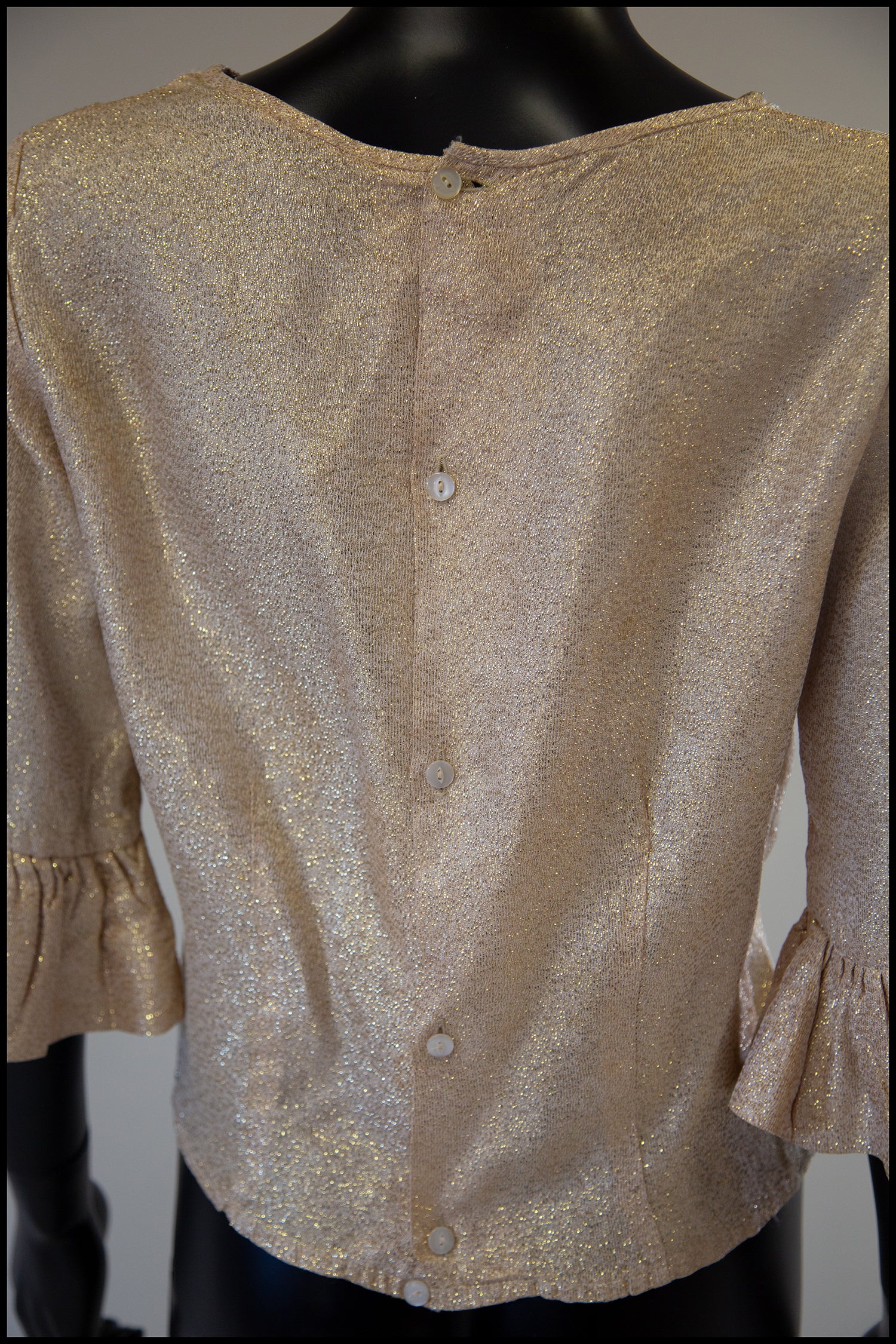 Vintage 1960s Gold Metallic Bell Sleeve Blouse