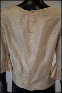 Vintage 1960s Gold Metallic Bell Sleeve Blouse