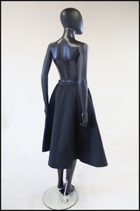 Vintage 1950s Black Quilted Skirt