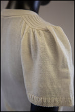 Vintage 1970s Ivory Rayon Knit Bow Cardigan