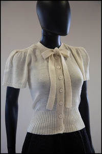 vintage knitwear cream bow cardigan alexandra king 