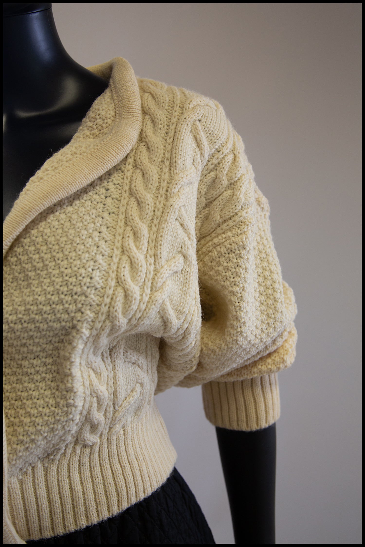 Vintage 1980s Cream Wool Chunky Aran Cardigan