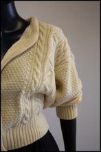Vintage 1980s Cream Wool Chunky Aran Cardigan