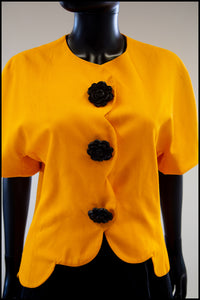 vintage 1980s yellow scallop linen jacket alexandra king