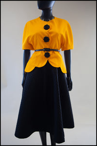 Vintage 1980s Yellow Albert Nipon Scalloped Jacket