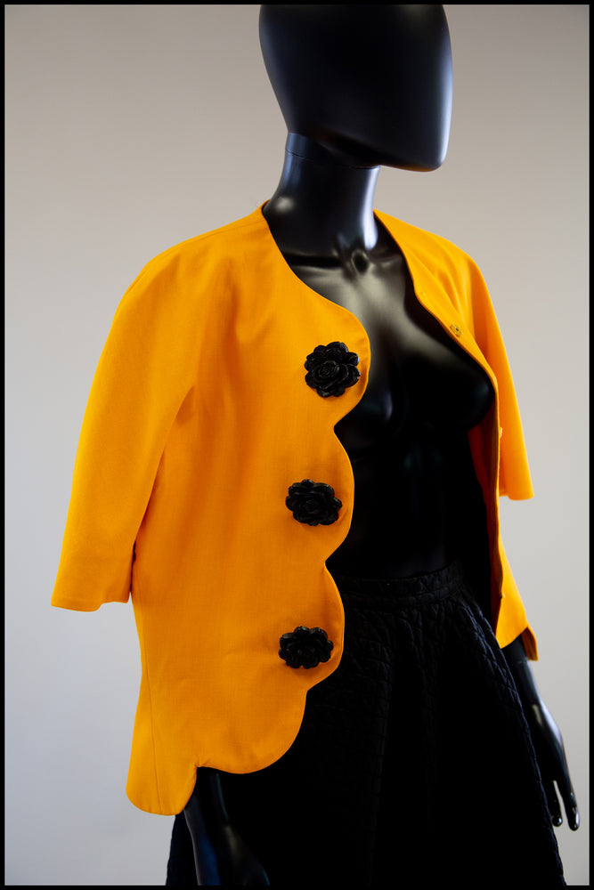 vintage 1980s yellow scallop linen jacket alexandra king 