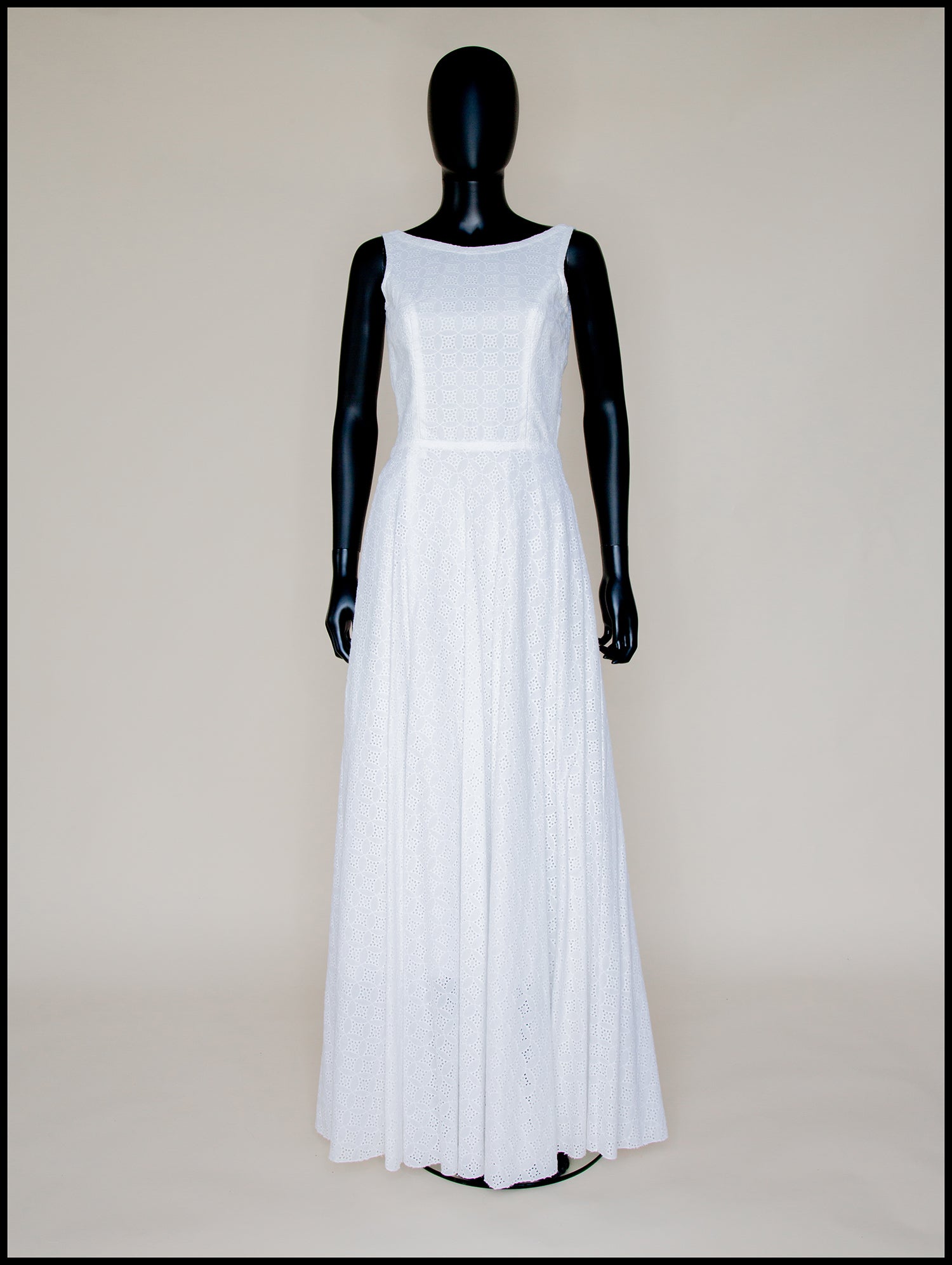 Natalia - Broderie Anglaise White Cotton Maxi Dress