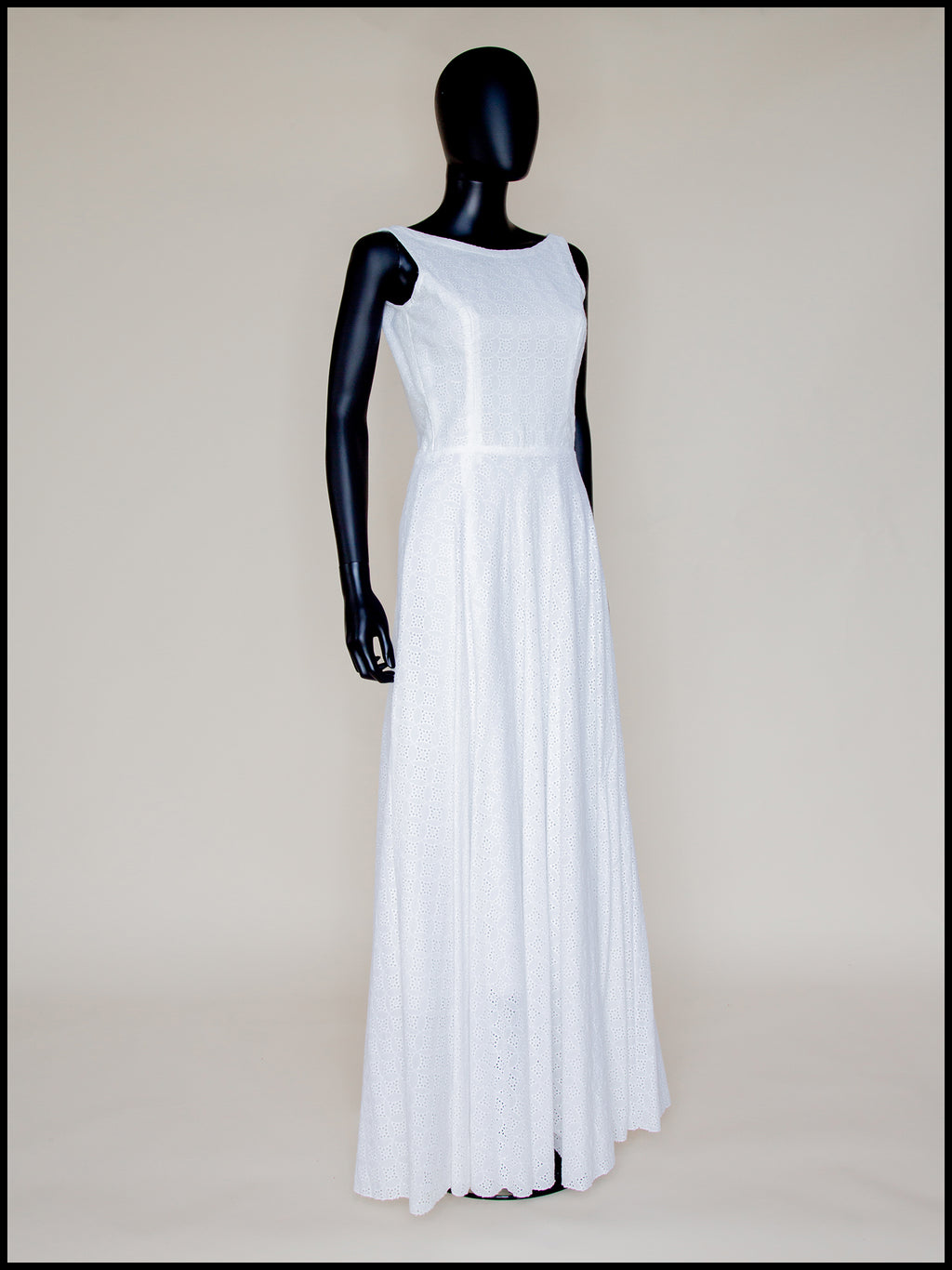 Natalia - Broderie Anglaise White Cotton Maxi Dress