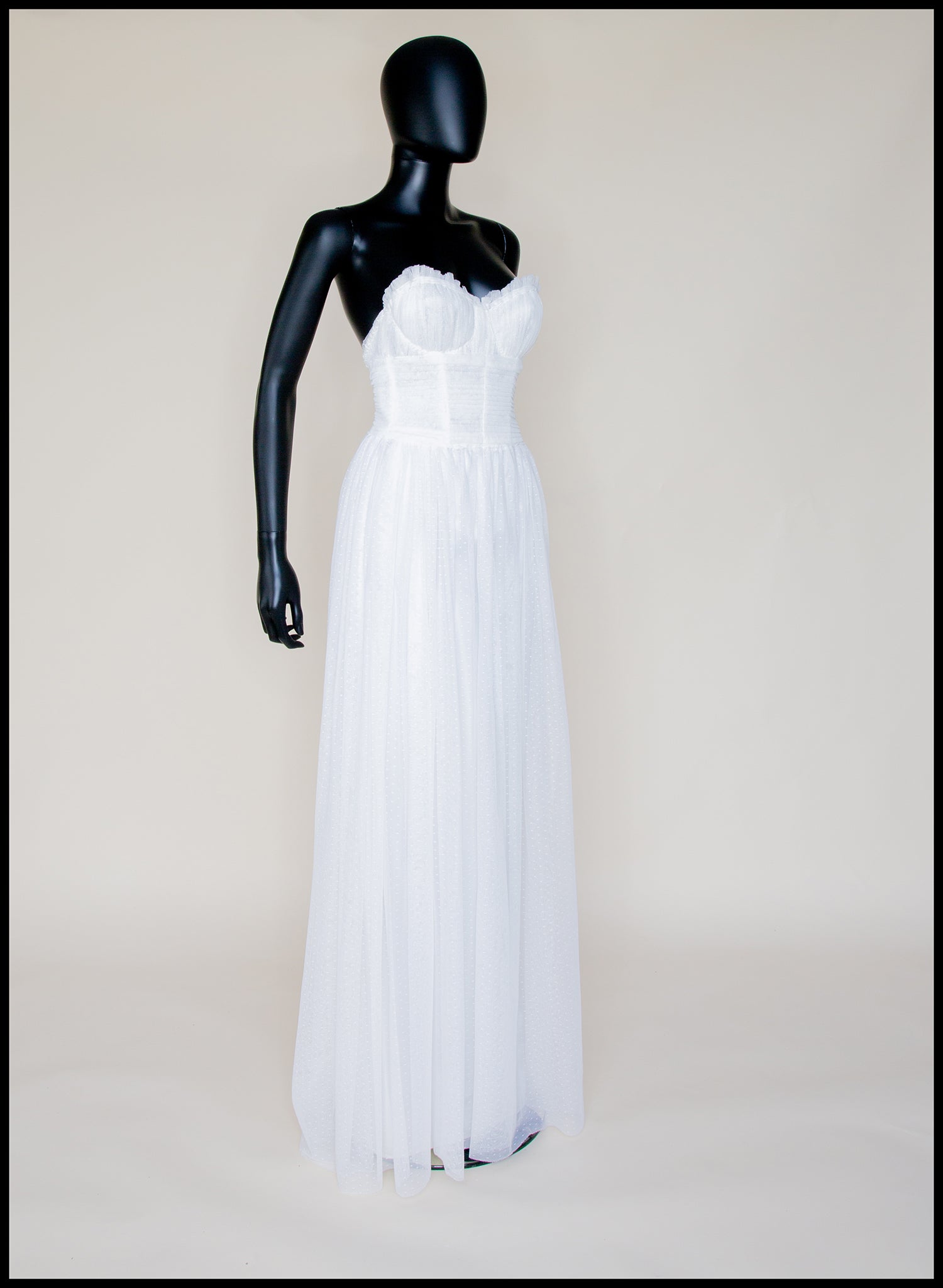 Ivory Dot Tulle Strapless Gown (sample)