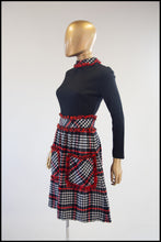 Original vintage 1970s black and red wool plaid midi dress alexandra king 