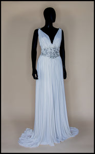 Venus - Draped Jersey Hand Beaded Star Gown - S