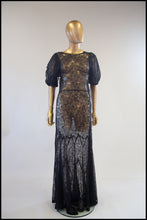 vintage 1930s black lace bias cut dress gown alexandra king