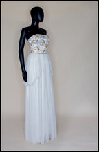 Hera - Gold Beaded Birds and Bees Silk Georgette Gown - S