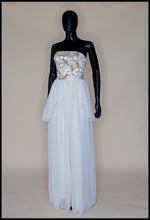 Hera - Gold Beaded Birds and Bees Silk Georgette Gown - S