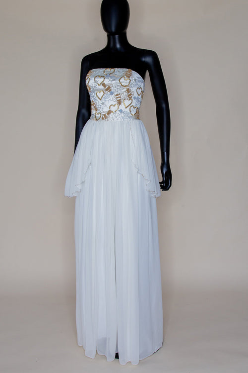 ivory and gold beaded silk wedding dress one of a kind by designer alexandra king