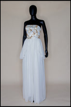 Hera - Gold Beaded Birds and Bees Silk Georgette Gown - S