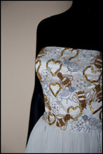 Hera - Gold Beaded Birds and Bees Silk Georgette Gown - S