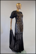 vintage 1930s black lace bias cut dress gown alexandra king