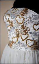 Hera - Gold Beaded Birds and Bees Silk Georgette Gown - S