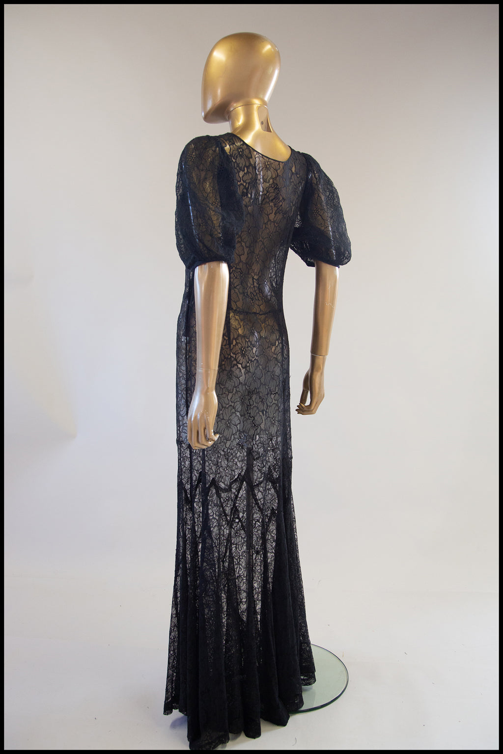 Vintage 1930s Black Lace Gown