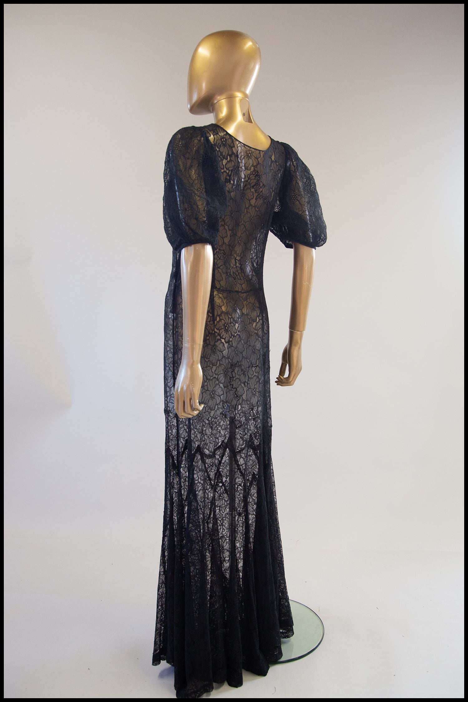 Vintage 1930s Black Lace Gown