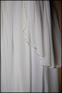 Hera - Gold Beaded Birds and Bees Silk Georgette Gown - S
