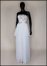 Hera - Gold Beaded Birds and Bees Silk Georgette Gown - S