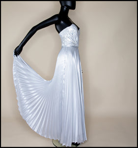 Wray - Metallic Pleated Glitter Gown - S