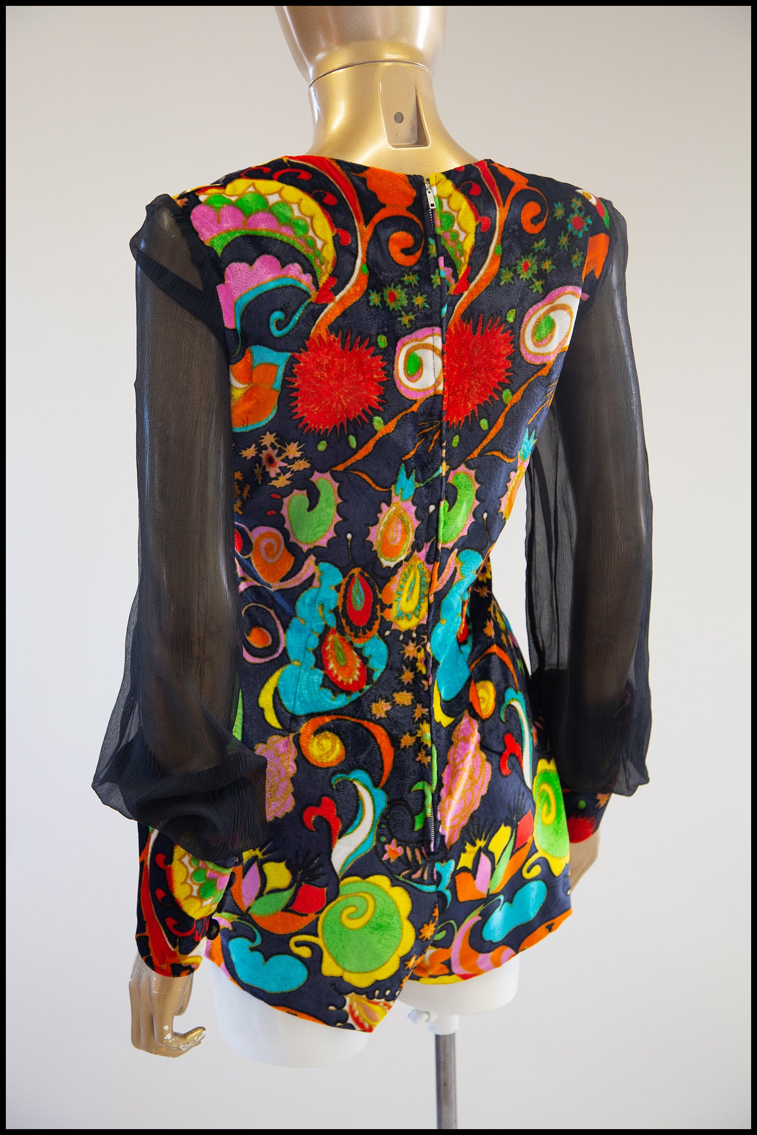RESERVED Vintage 1970s Printed Velvet Playsuit