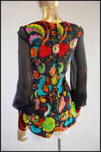 RESERVED Vintage 1970s Printed Velvet Playsuit