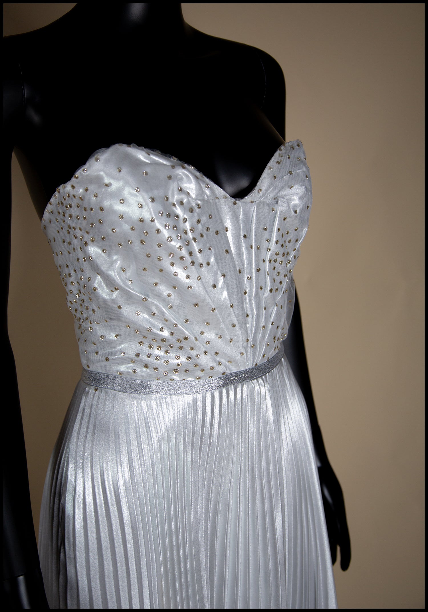 Wray - Metallic Pleated Glitter Gown - S
