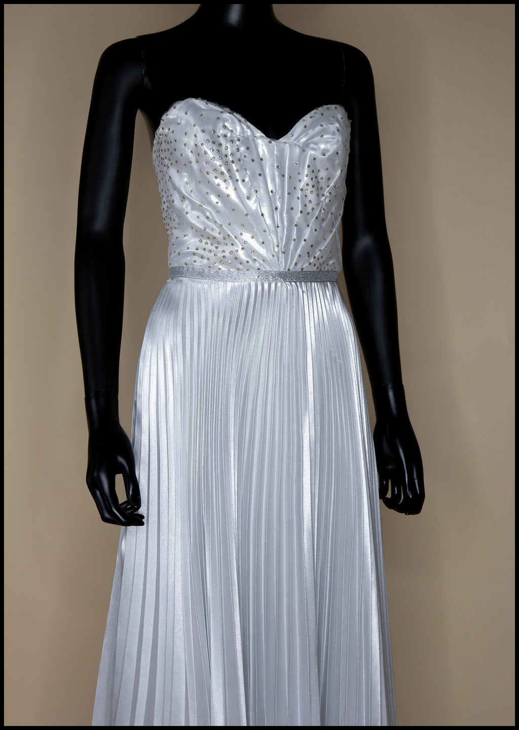 Wray - Metallic Pleated Glitter Gown - S