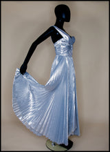 Fitz - Metallic Silver Lamé Pleated Dress