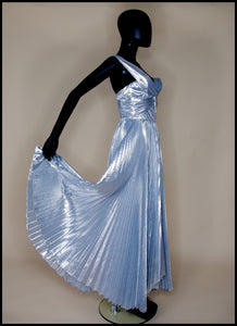 Fitz - Metallic Silver Lamé Pleated Dress - S