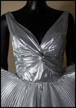 Fitz - Metallic Silver Lamé Pleated Dress