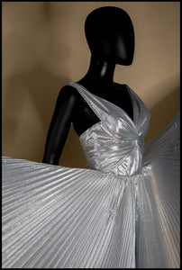 Fitz - Metallic Silver Lamé Pleated Dress